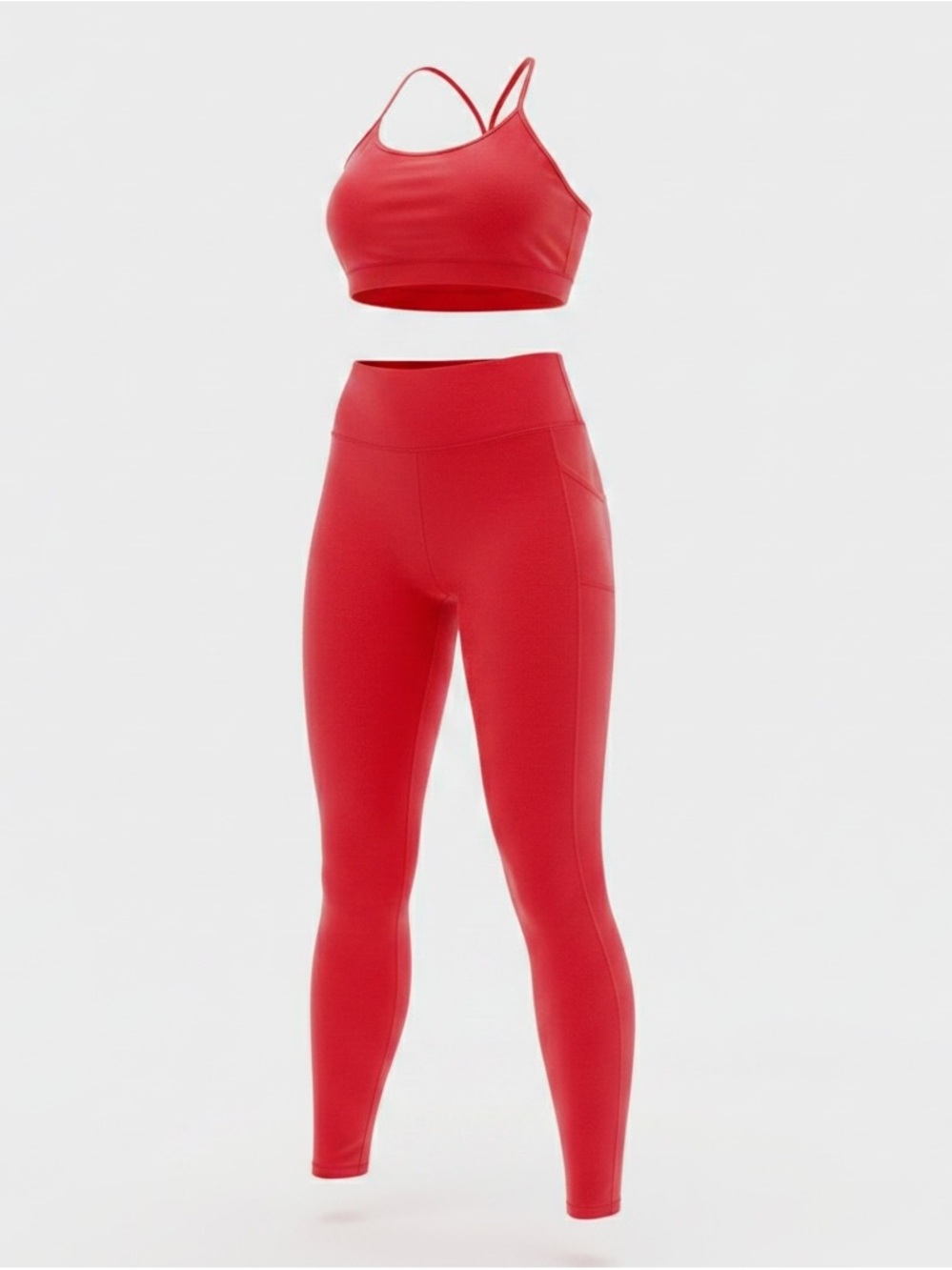 ALL ACCESS Red High-Waist Leggings with Matching Sports Bra